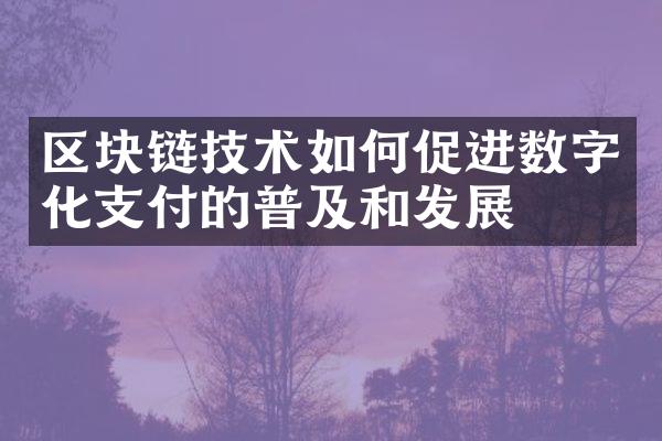 区块链技术如何促进数字化支付的普及和发展