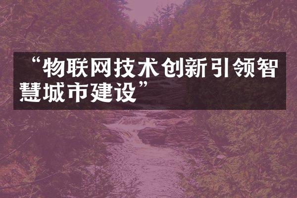 “物联网技术创新引领智慧城市建设”