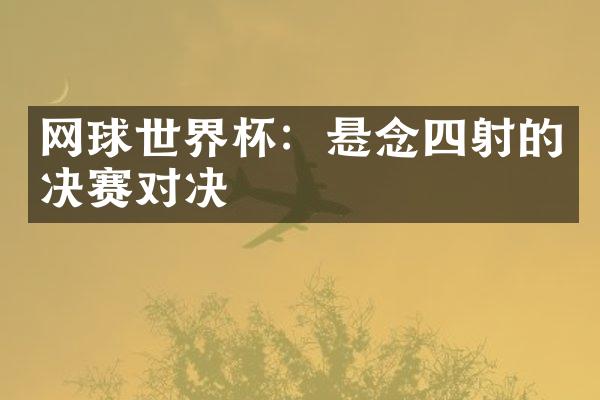 网球世界杯：悬念四射的决赛对决