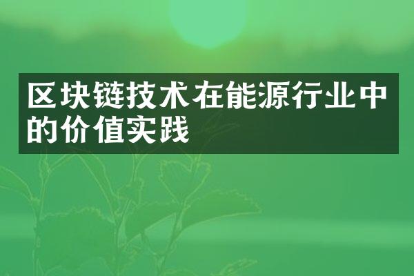 区块链技术在能源行业中的价值实践