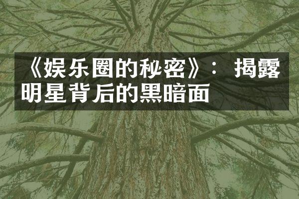 《娱乐圈的秘密》：揭露明星背后的黑暗面