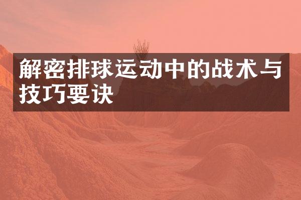 解密排球运动中的战术与技巧要诀