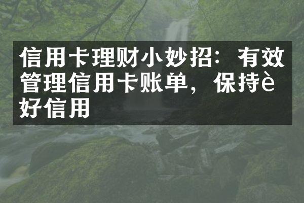 信用卡理财小妙招：有效管理信用卡账单，保持良好信用