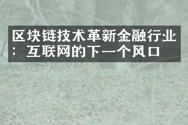 区块链技术革新金融行业：互联网的下一个风口？