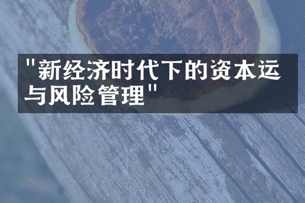 "新经济时代下的资本运作与风险管理"