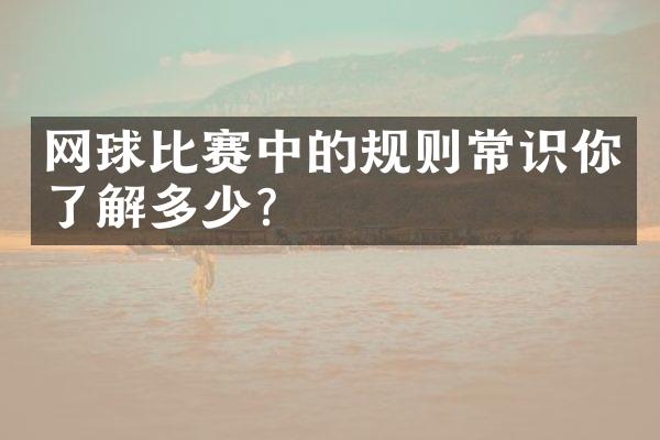 网球比赛中的规则常识你了解多少？