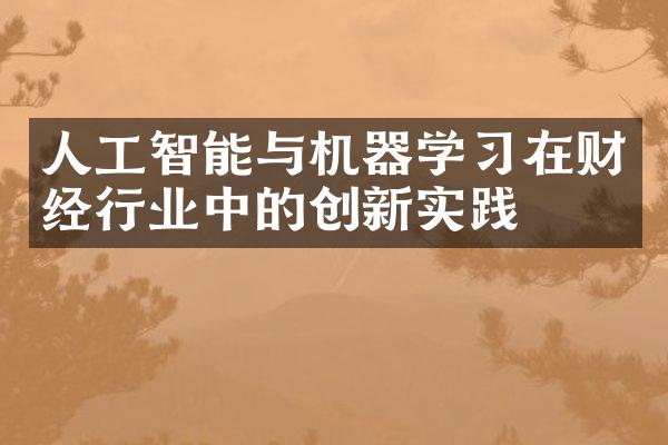 人工智能与机器学习在财经行业中的创新实践