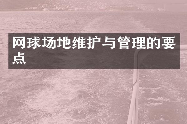 网球场地维护与管理的要点