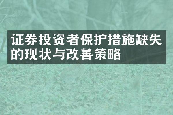 证券投资者保护措施缺失的现状与改善策略