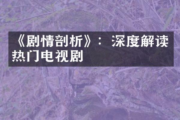 《剧情剖析》：深度解读热门电视剧