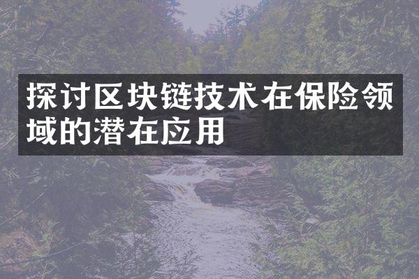 探讨区块链技术在保险领域的潜在应用