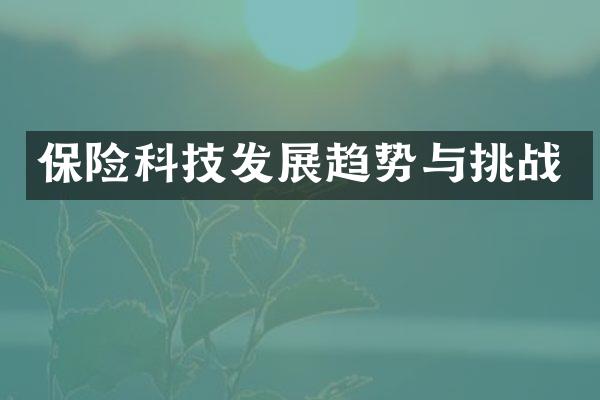 保险科技发展趋势与挑战