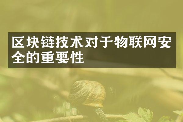 区块链技术对于物联网安全的重要性