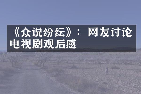 《众说纷纭》：网友讨论电视剧观后感