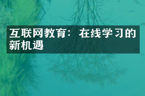 互联网教育：在线学习的新机遇