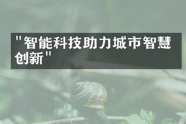 "智能科技助力城市智慧化创新"