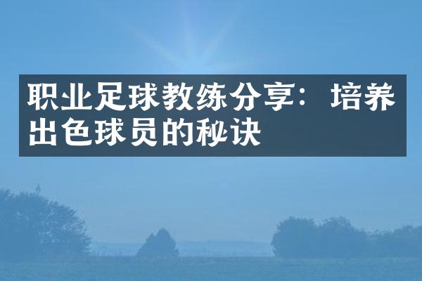 职业足球教练分享：培养出色球员的秘诀