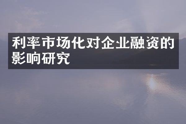 利率市场化对企业融资的影响研究