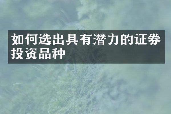 如何选出具有潜力的证券投资品种