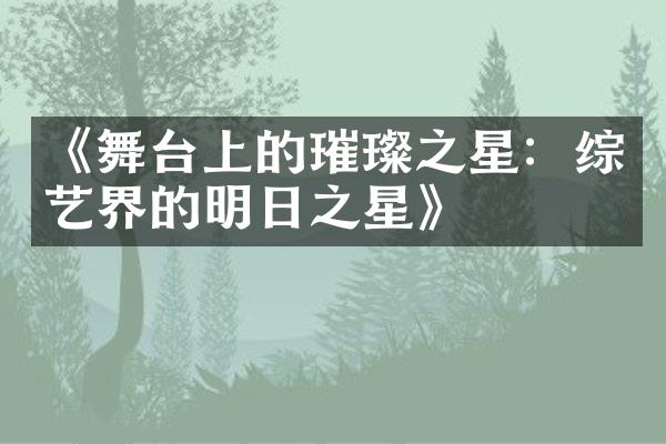 《舞台上的璀璨之星：综艺界的明日之星》