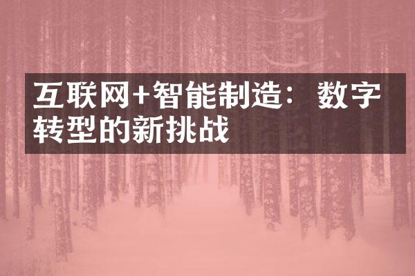 互联网+智能制造：数字化转型的新挑战