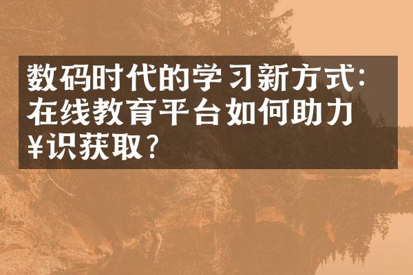 数码时代的学习新方式：在线教育平台如何助力知识获取？