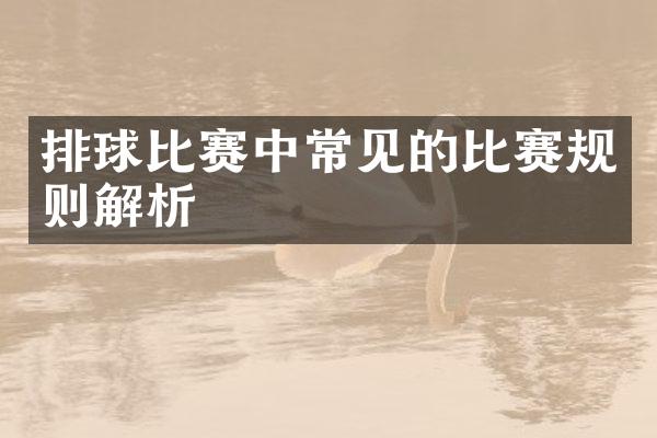 排球比赛中常见的比赛规则解析