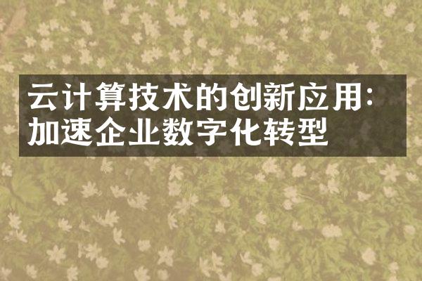 云计算技术的创新应用：加速企业数字化转型