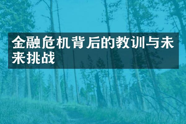 金融危机背后的教训与未来挑战