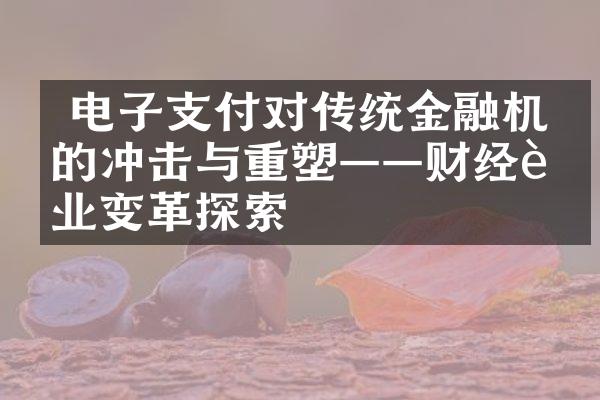  电子支付对传统金融机构的冲击与重塑——财经行业变革探索