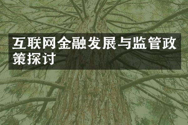 互联网金融发展与监管政策探讨