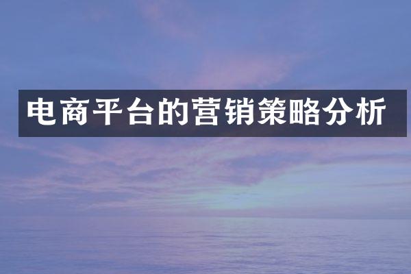 电商平台的营销策略分析