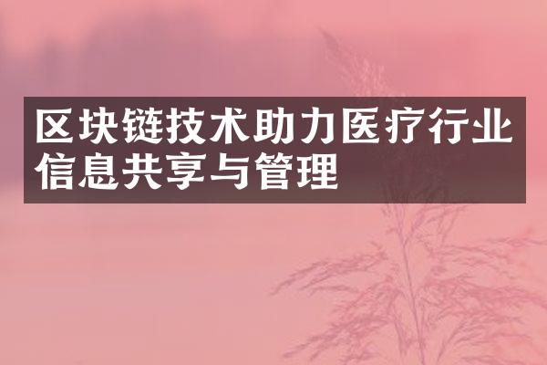 区块链技术助力医疗行业信息共享与管理