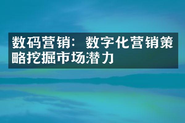 数码营销：数字化营销策略挖掘市场潜力