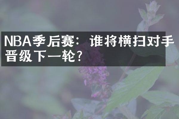 NBA季后赛：谁将横扫对手晋级下一轮？