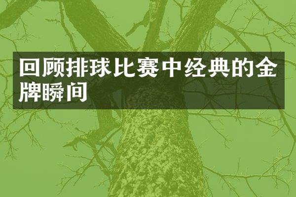 回顾排球比赛中经典的金牌瞬间