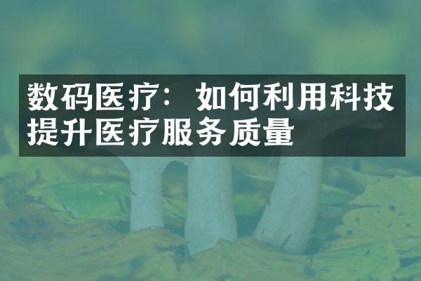 数码医疗：如何利用科技提升医疗服务质量