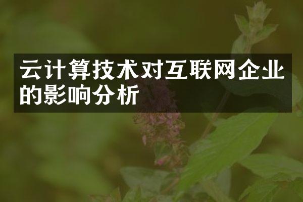 云计算技术对互联网企业的影响分析