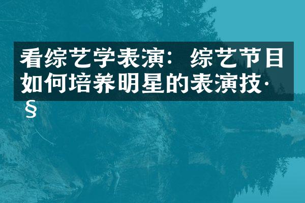 看综艺学表演：综艺节目如何培养明星的表演技巧