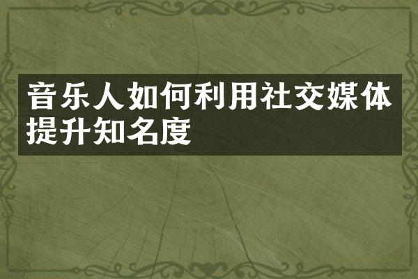 音乐人如何利用社交媒体提升知名度