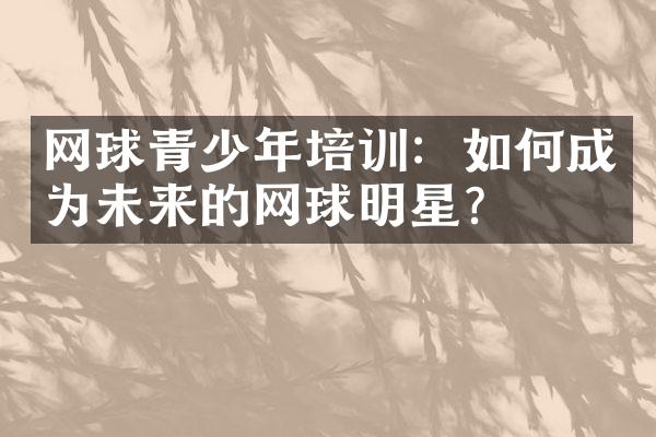 网球青少年培训：如何成为未来的网球明星？