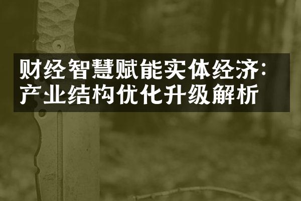 财经智慧赋能实体经济：产业结构优化升级解析