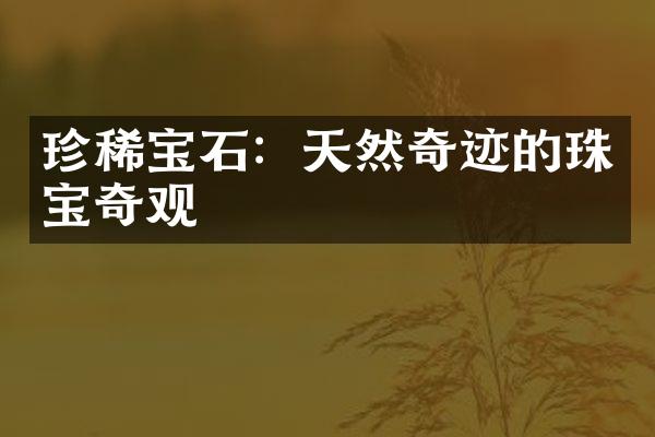 珍稀宝石：天然奇迹的珠宝奇观