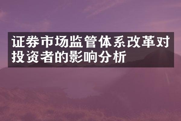 证券市场监管体系改革对投资者的影响分析