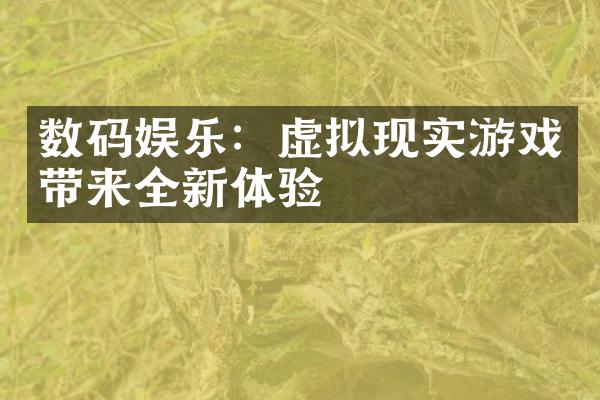 数码娱乐：虚拟现实游戏带来全新体验