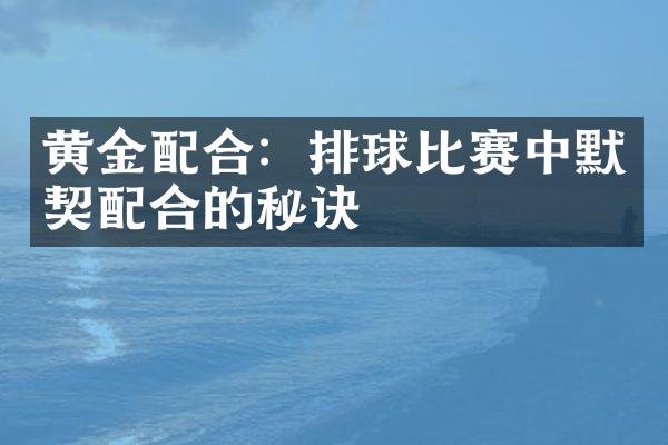 黄金配合：排球比赛中默契配合的秘诀