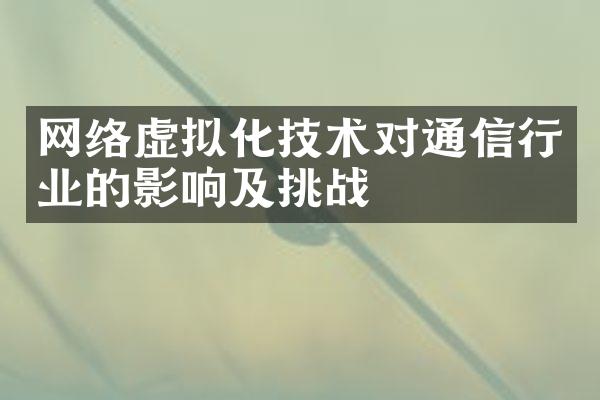 网络虚拟化技术对通信行业的影响及挑战