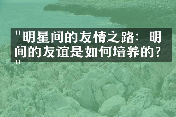 "明星间的友情之路：明星间的友谊是如何培养的?"