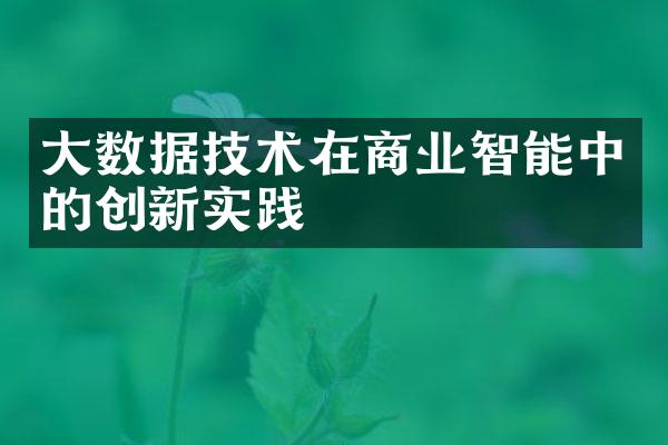 大数据技术在商业智能中的创新实践