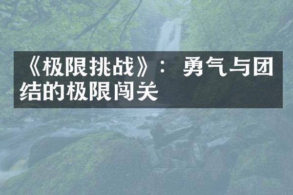 《极限挑战》：勇气与团结的极限闯关